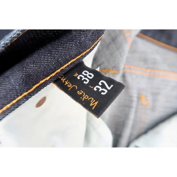 Nudie Jeans Average Joe Mens 38x32 Double Dip Indigo Straight Leg Denim NJ2160 - Picture 4 of 15